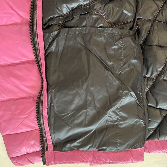 Calvin Klein Women Sz XL Chevron Hooded Violet Packable Puffer Down Jacket $190+ - Picture 7 of 11